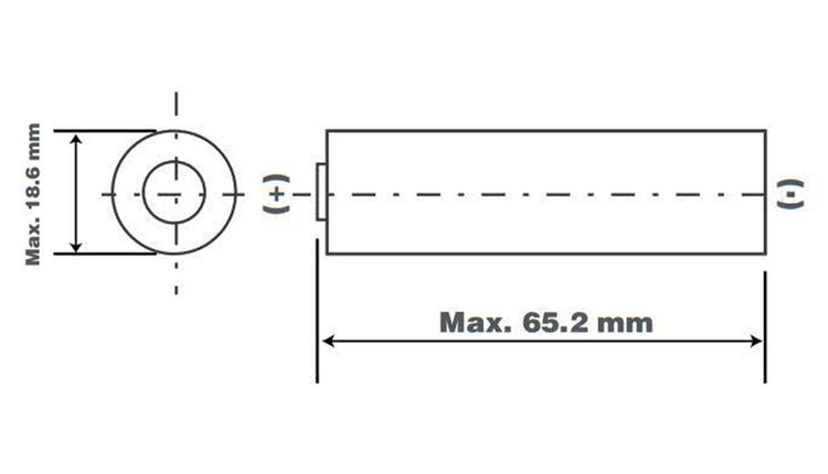 18650 Lithium Battery Dimension