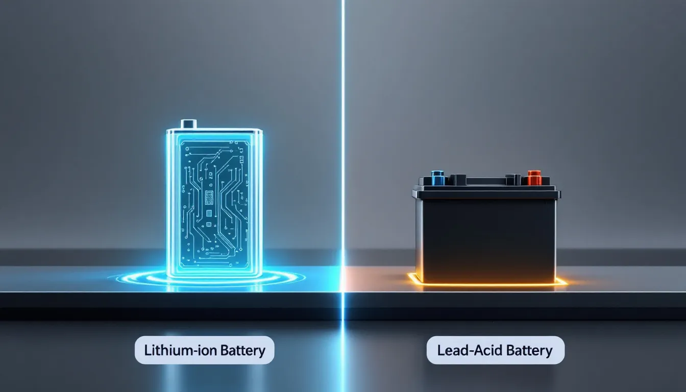 Comparison chart of lithium and lead acid batteries.