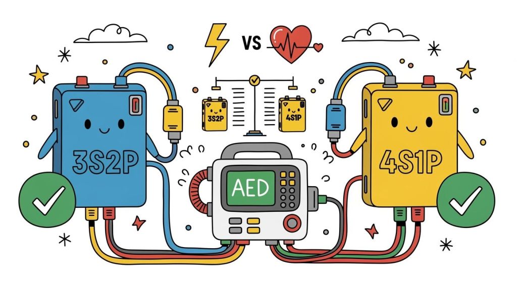 Backup Battery Safety Comparison: 3S2P vs. 4S1P for Defibrillation Devices