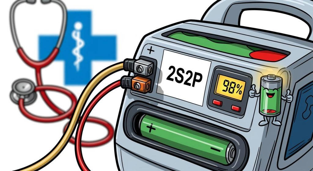 The Low Self-Discharge Advantage of a 2S2P Pack for Emergency Medical Devices