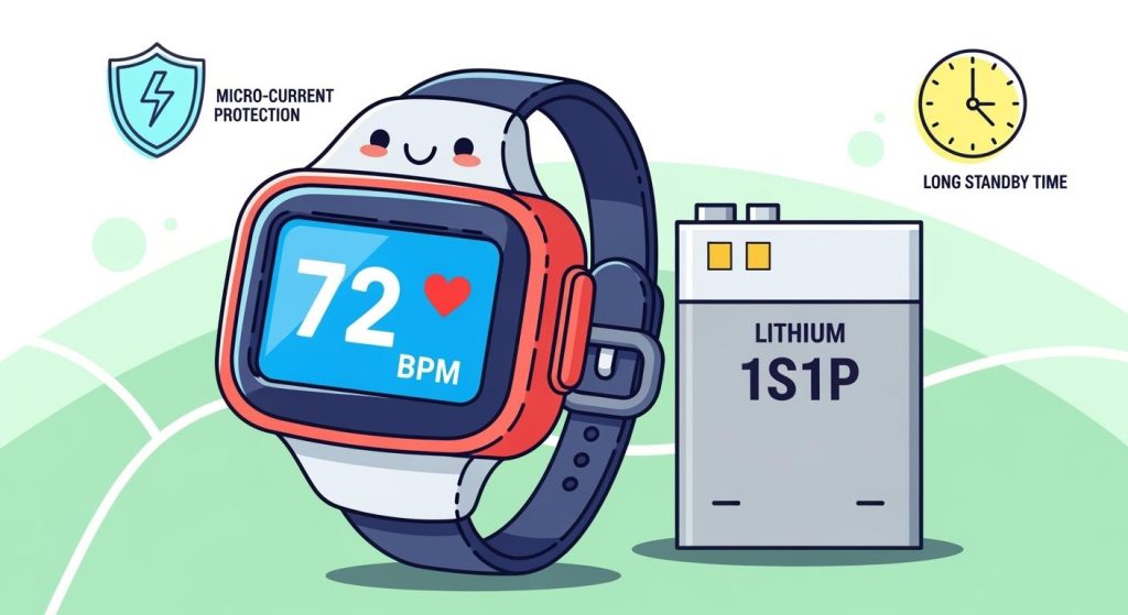 1S1P Lithium Battery System for Wearable Heart Rate Monitors: Long Standby and Micro-Current Protection