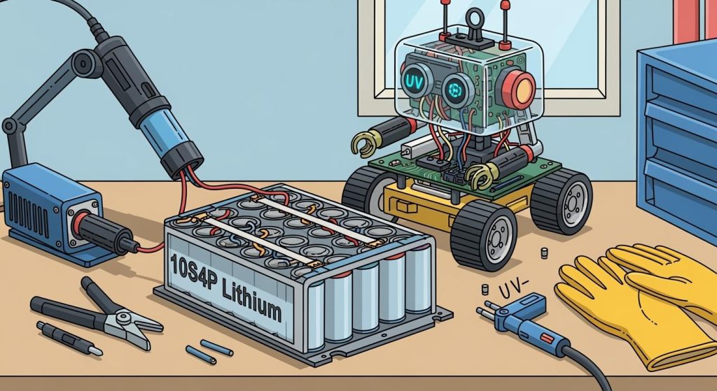 Building High-Power 10S4P Lithium Battery Packs for UV Robots