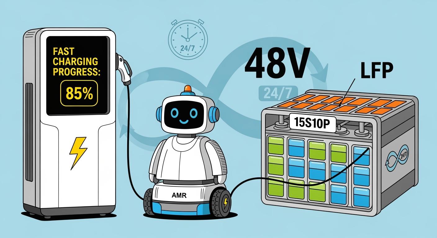 Achieving 24/7 Autonomy with 1C Fast-Charging Tech in 15S10P 48V LFP Systems for AMR/AGV