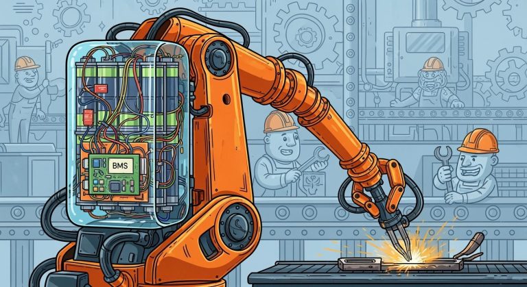 Confiabilidade das baterias de robôs industriais: por que o projeto do BMS é mais importante do que a capacidade.