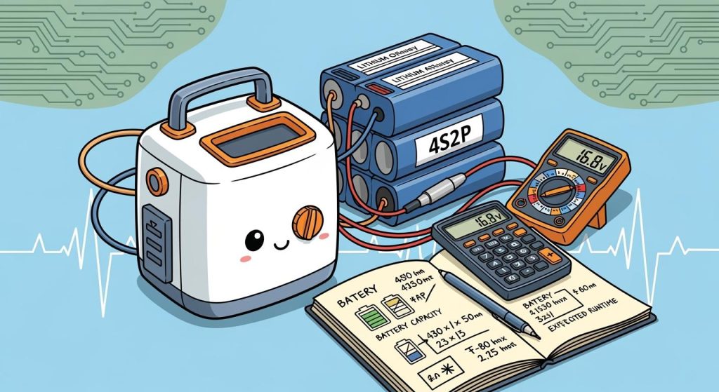 Power Solutions for Portable Oxygen Concentrators: Capacity and Runtime Calculation of 4S2P Lithium Packs