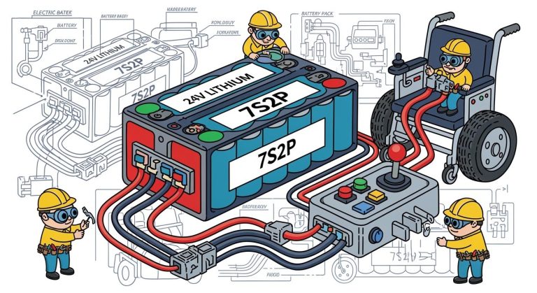24V (7S2P) Lithium Battery Pack Design for Electric Wheelchair Control Systems