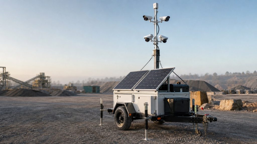 AI camera solar surveillance trailer with battery storage