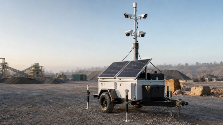 AI camera solar surveillance trailer with battery storage