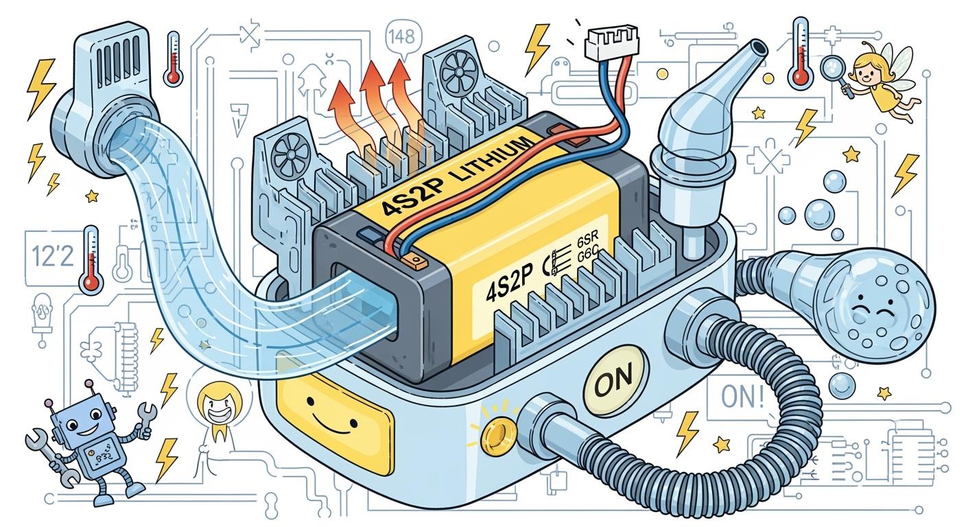 Thermal Management Design of 4S2P Lithium Batteries in Continuous Oxygen Concentrators