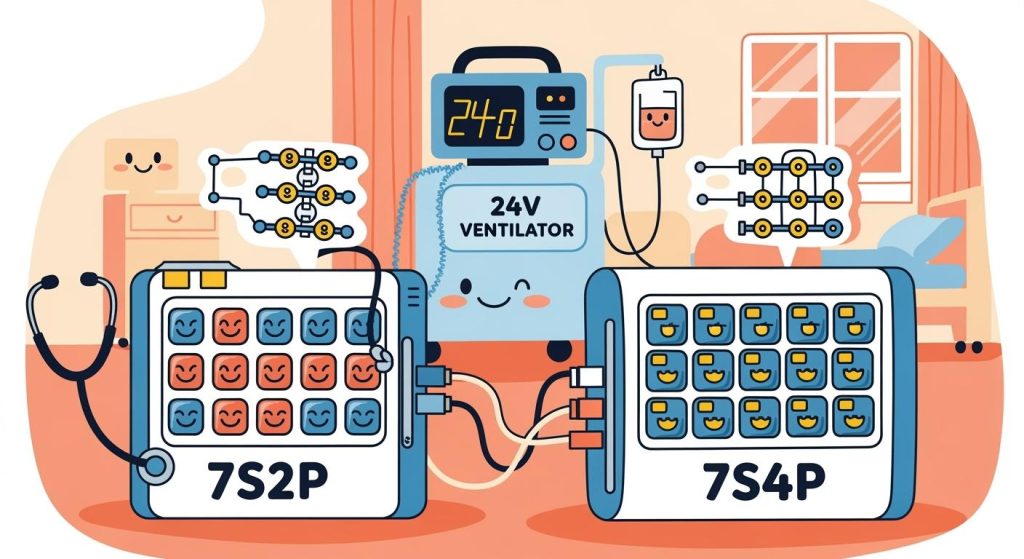 Ventilator Battery Pack Design Guide: 7S2P vs 7S4P Lithium-Ion Configurations for 24V Medical Devices