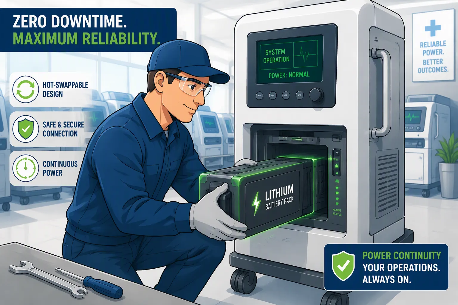 Hot-Swappable Lithium Battery Packs for Medical and Industrial Equipment: Designing Zero-Downtime Power