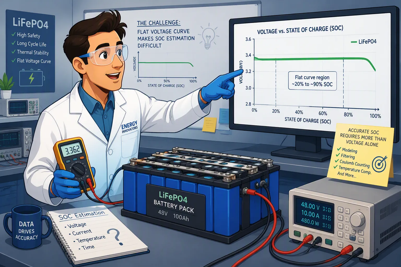 SOC Estimation for LiFePO4 Battery Packs: Solving Accuracy Problems Caused by the Flat Voltage Curve