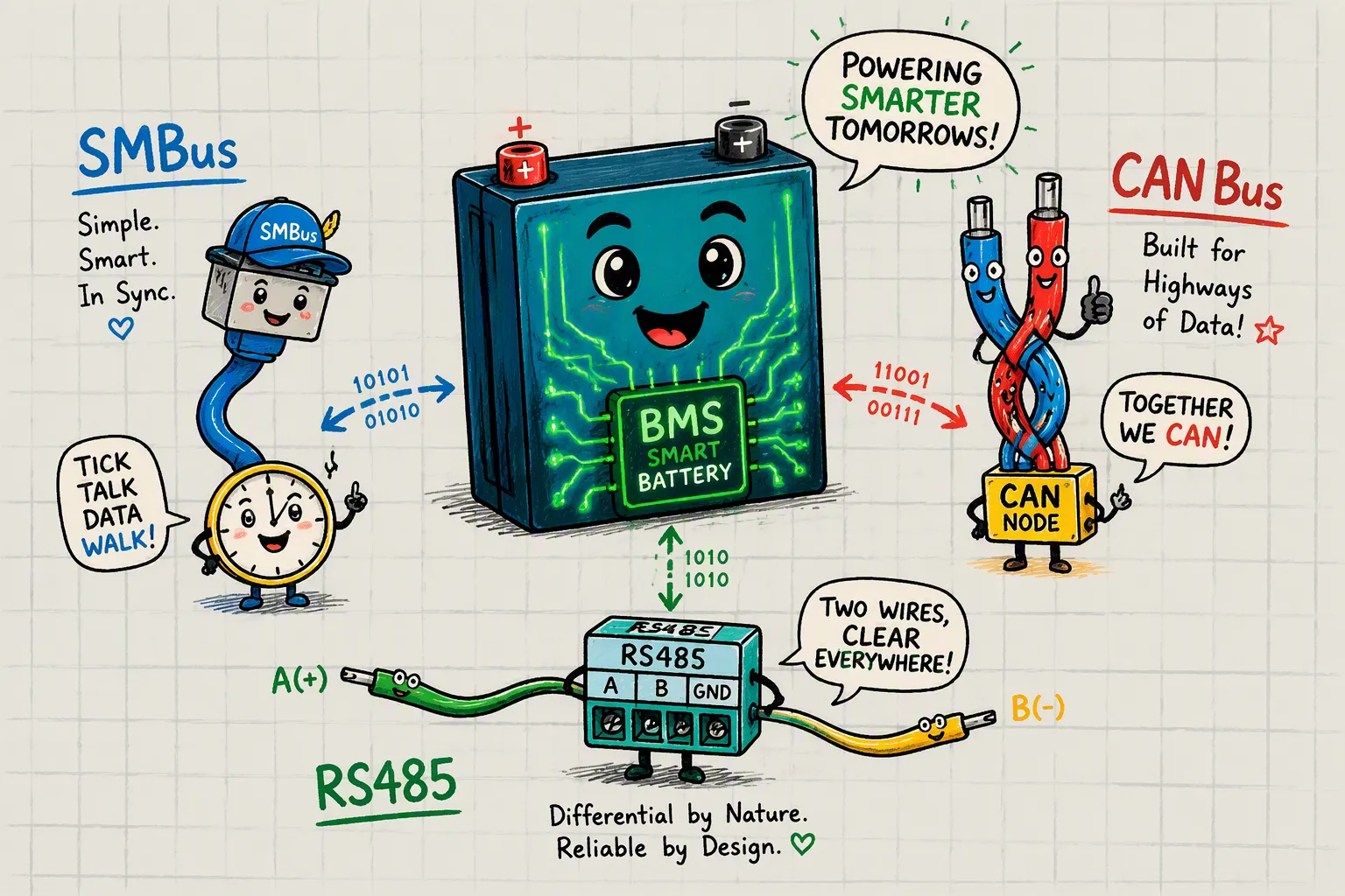 SMBus vs CAN Bus vs RS485 for Smart Lithium Battery Packs: How to Select the Right Protocol