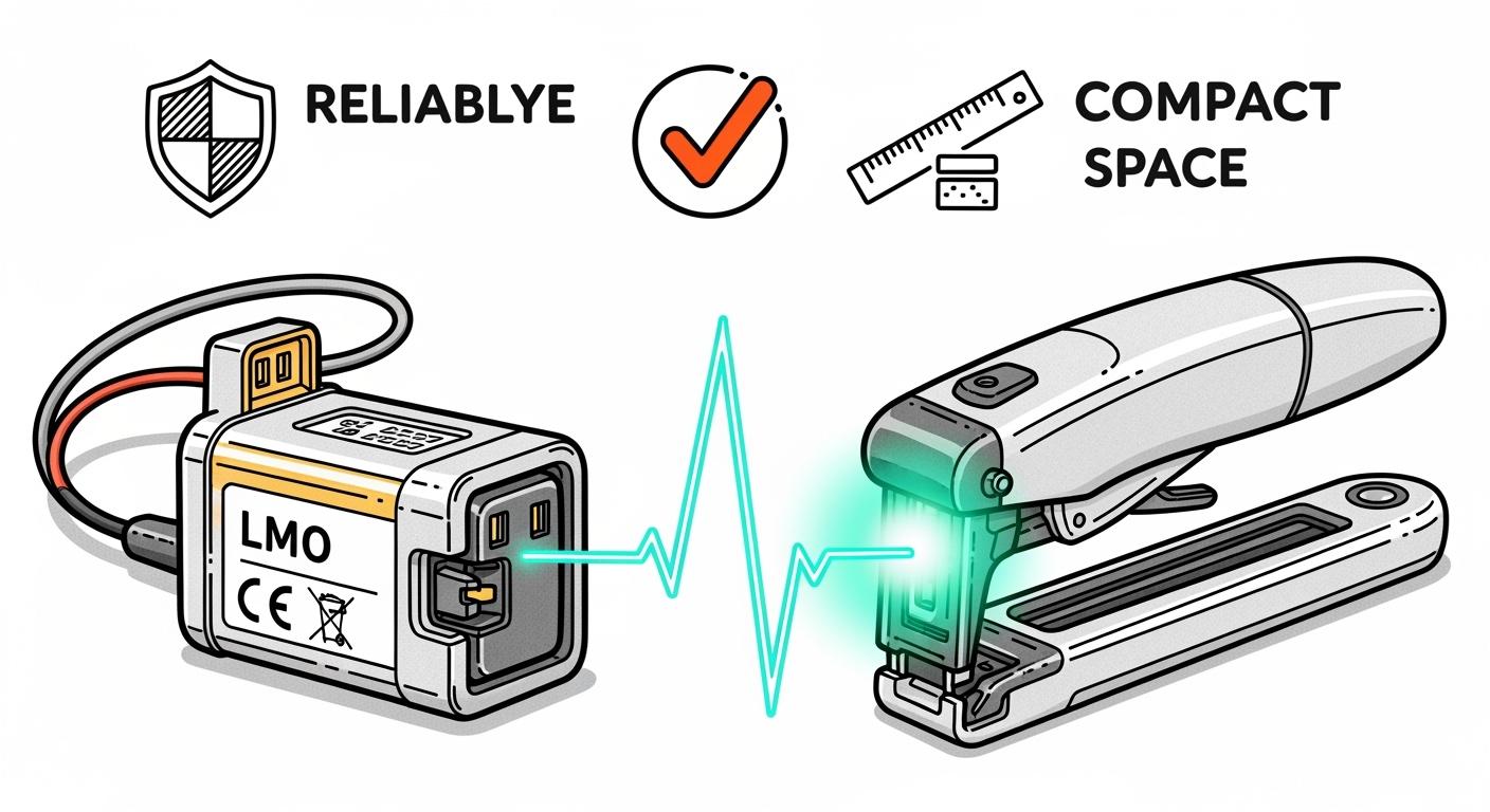 Custom LMO Battery Packs for Surgical Staplers: Balancing High Pulse Discharge, Compact Size, and Reliability