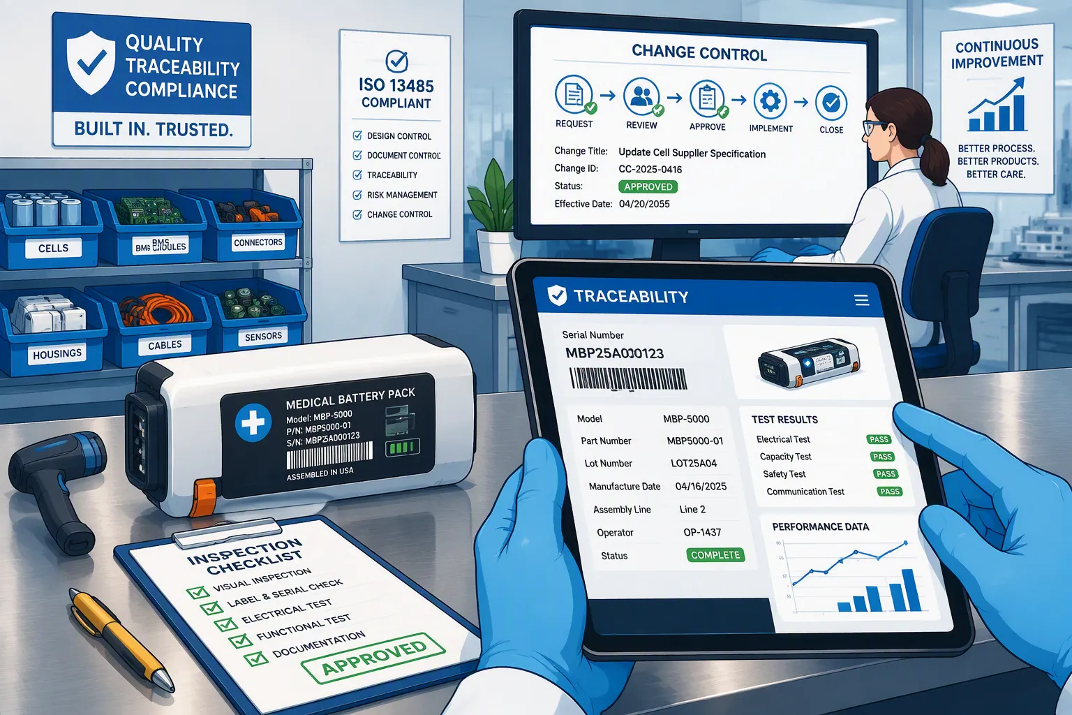Cell Traceability and Change Control for Medical Battery Packs Under ISO 13485