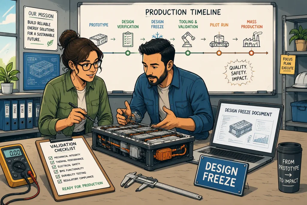 From Battery Prototype to Mass Production: An OEM Design Freeze and Validation Checklist