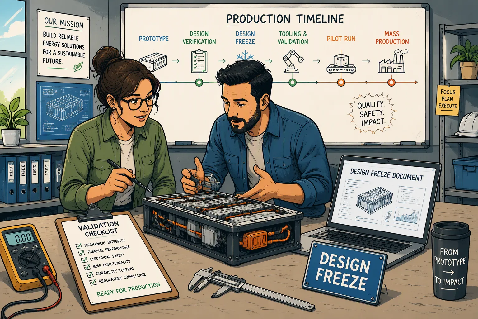 From Battery Prototype to Mass Production: An OEM Design Freeze and Validation Checklist