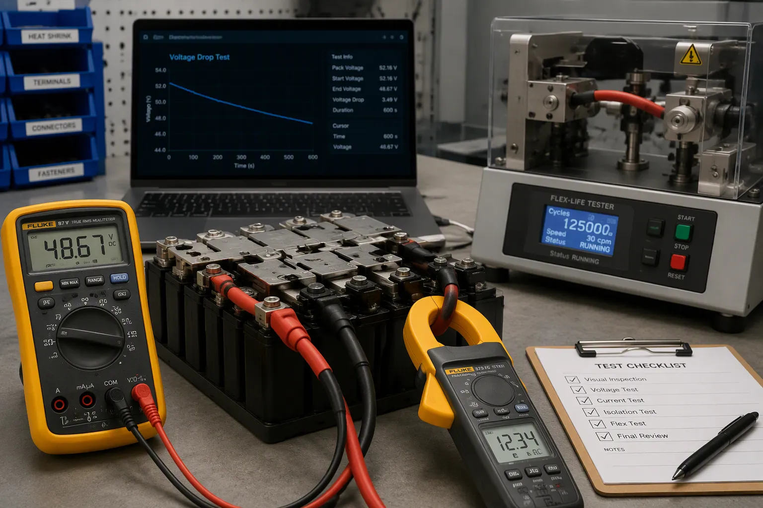Battery Pack Cable and Wire Selection: Current Rating, Voltage Drop and Flex-Life Validation