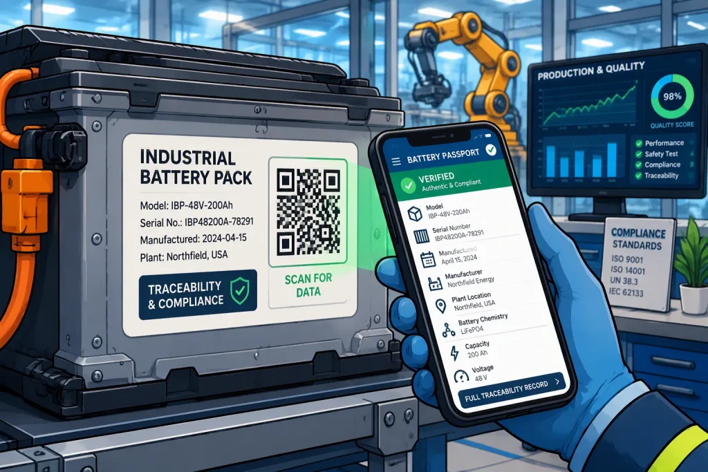 EU Battery Passport 2027 for Industrial Battery Packs: Data, QR Codes and Traceability Requirements